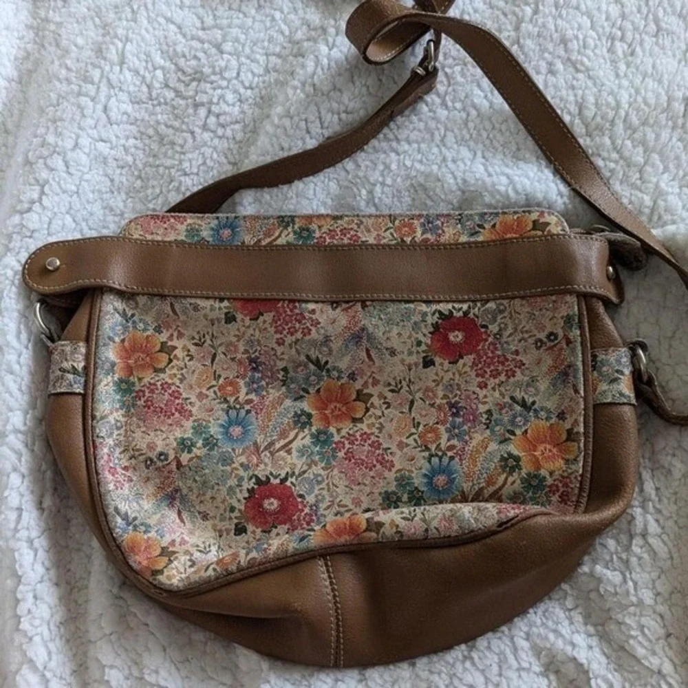 Charles Klein Vintage Floral Crossbody Bag‎ Brown Made in Italy Tapestry Print